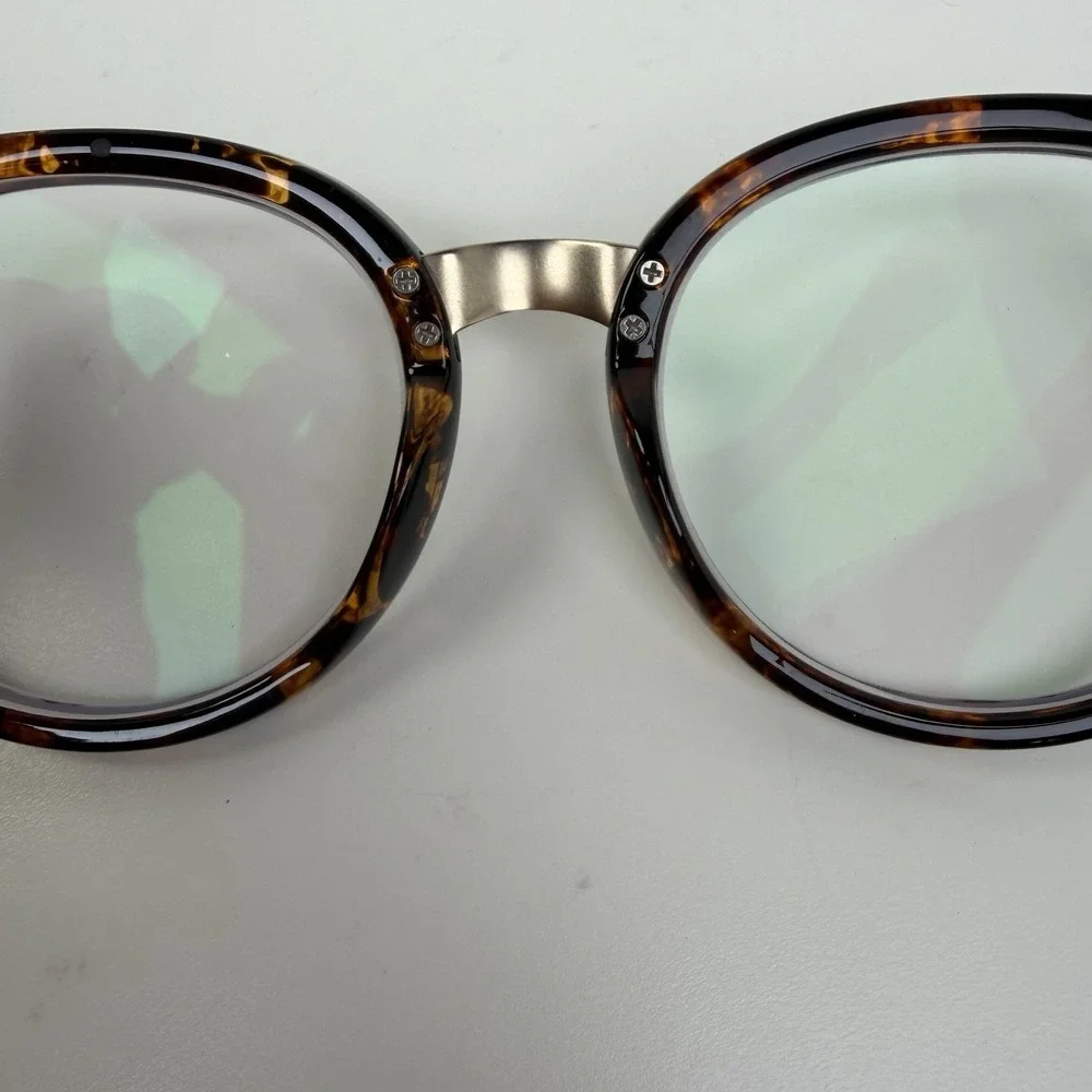 Firmoo M181102 Tortoise Brown Round Eyeglasses Gold Bridge TR Frame 53-22-151